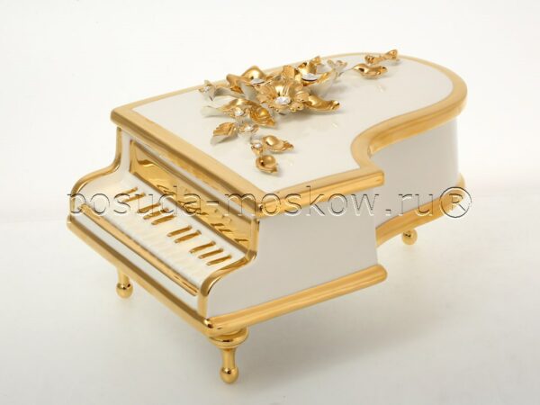 figurka pianino white gold limoges bruno costenaro