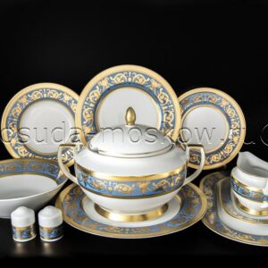 stolovyj servi  predmetov imperial blue gold falkenporzellan