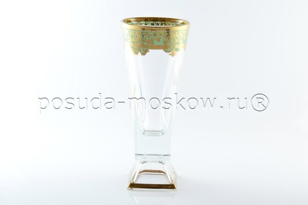 vaza dlja cvetov  sm natalia golden turquoise d astra gold na nozhke