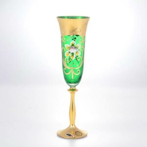 Набор бокалов для шампанского 190 мл Анжела Стар Кристалл зеленый
