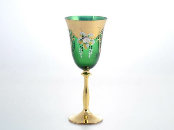 Набор бокалов для вина 250 мл Анжела Лепка зеленая AS Crystal