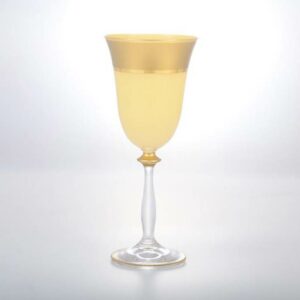 Набор бокалов для вина 250 мл Анжела Матовая полоса AS Crystal желтая