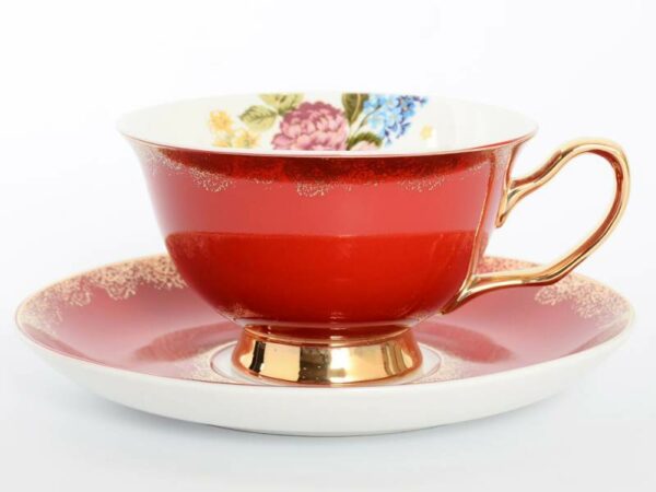 Набор чайных пар 220мл красный Royal Classics
