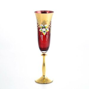 Набор фужеров для шампанского 190 мл Анжела Лепка красная AS Crystal