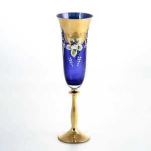 Набор фужеров для шампанского 190 мл Анжела Лепка синяя AS Crystal
