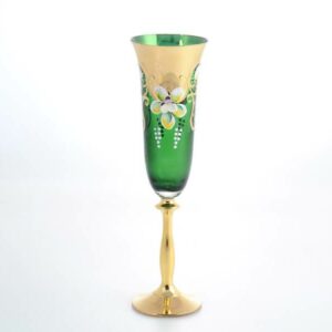 Набор фужеров для шампанского 190 мл Анжела Лепка зеленая AS Crystal