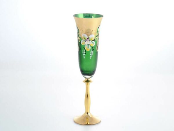 Набор фужеров для шампанского 190 мл Анжела Лепка зеленая AS Crystal