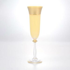 Набор фужеров для шампанского 190 мл Анжела Матовая полоса AS Crystal желтая