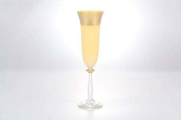 Набор фужеров для шампанского 190 мл Анжела Матовая полоса AS Crystal желтая