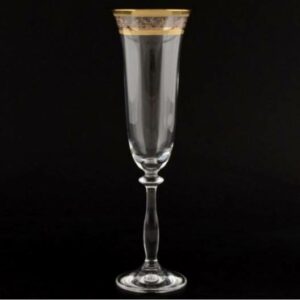 Набор фужеров для шампанского 190 мл Анжела Золотой лист V-D Bohemia