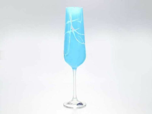 Набор фужеров для шампанского 200 мл Sandra Crystalex Bohemia голубая