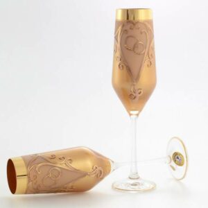 Свадебный набор бокалов для шампанского Bohemia Лепка золотая E-S Bohemia