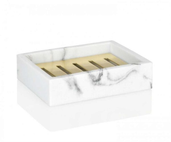 Мыльница Andrea House White Marble and Brass