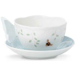 Чашка чайная с блюдцем Lenox Бабочки на лугу 240мл фигурная ручка голубая 2