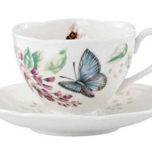 Чашка чайная с блюдцем Lenox Бабочки на лугу 240мл синяя 2