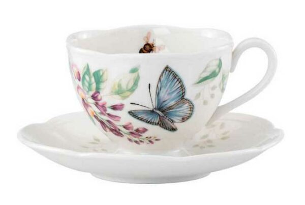 Чашка чайная с блюдцем Lenox Бабочки на лугу 240мл синяя 2