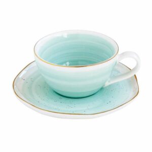 Чашка для кофе с блюдцем Easy Life Artesanal зел-голубая