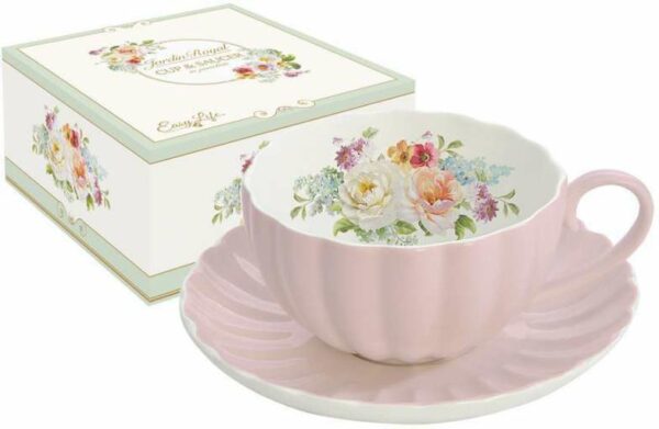 Чашка с блюдцем Королевский сад розовая Easy Life