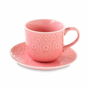 Чашка с блюдцем розовая Ambiente Easy Life