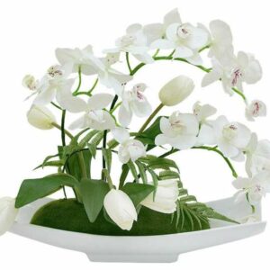 Декоративные цветы Дрим Гарден Орхидея белая на керамической подставке