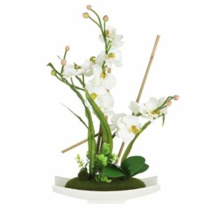 Декоративные цветы Дрим Гарден Орхидея белая на керамической подставке
