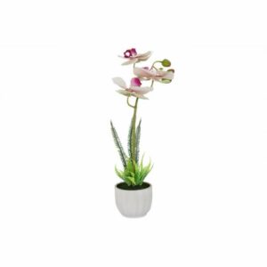 Декоративные цветы Дрим Гарден Орхидея бело-сиреневая в керамической вазе