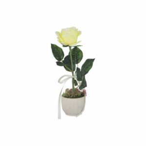 Декоративные цветы Дрим Гарден Роза жёлтая в керамической вазе