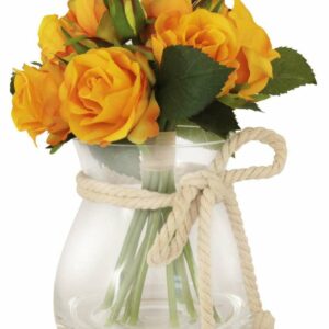 Декоративные цветы Дрим Гарден Розы жёлтые в стекл вазе