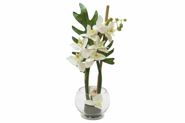 Декорцветы Дрим Гарден Орхидея белая в стеклянной вазе