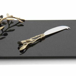 Доска для сыра с ножом Michael Aram Золотая оливковая ветвь 32x23см
