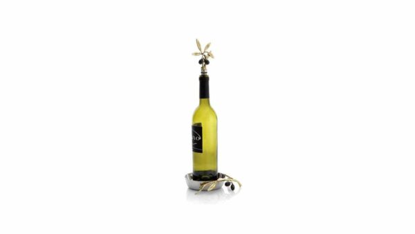 Набор подставка и стоппер для бутылки Michael Aram Золотая оливковая ветвь 16,5см