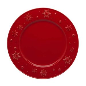 Тарелка обеденная Bordallo Pinheiro Снежинки красная 28см