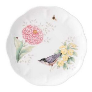 Тарелка закусочная Lenox Бабочки на лугу Птицы Щегол 23см 2