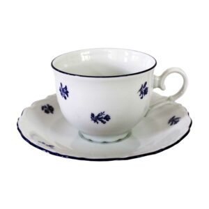 Чашка с блюдце низкая Тхун Офелия Мелкие синие цветы 155 мм 2
