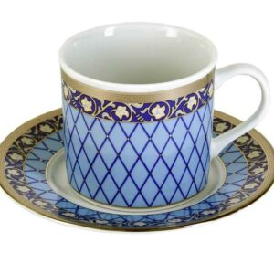 Чашка с блюдцем Тхун Cairo Сетка на синем платина 250 млx155 см 2