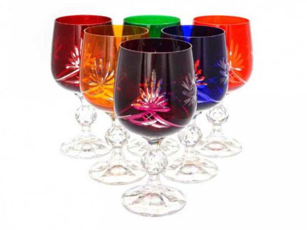 Набор бокалов для вина Богемия Цветной хрусталь 230мл2
