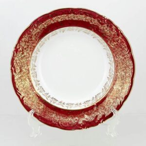 Набор глубоких тарелок Карлсбад Лист красный 24см