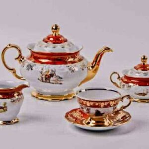 Сервиз чайный Bavarian Porcelain Охота красный 200 мл 15пр