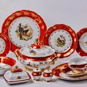 Сервиз столовый Bavarian Porcelain Охота красный 26пр