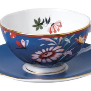 Чашка чайная с блюдцем Wedgwood Пионы 320 мл синяя Посуда Москва