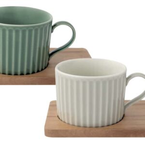 Набор из 2-х чашек для чая Easy Life Время отдыха зелёная и светло-серая 0
