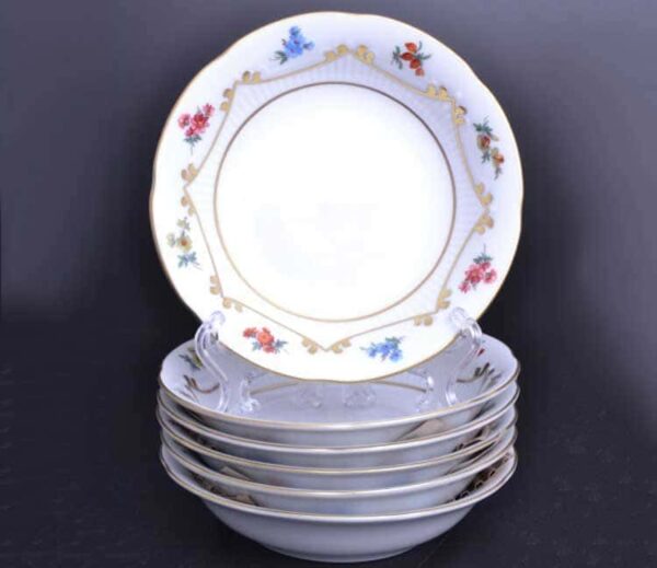 Набор салатников Bavarian Porcelain Venezie Blumen Polirgold 13см 01837 Посуда Москва