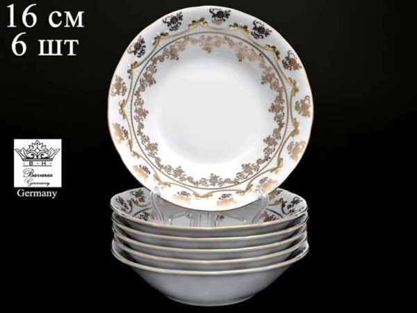 Набор салатников Bavarian Porcelain Venezie Polirgold Redrose 16см 01923 Посуда Москва