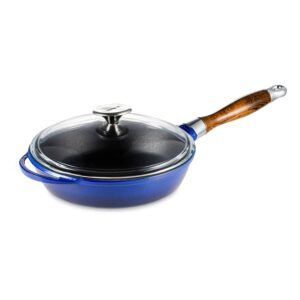 Сковорода с крышкой Lava 24 см 2 л с деревянной ручкой ручная работа синяя Посуда Москва