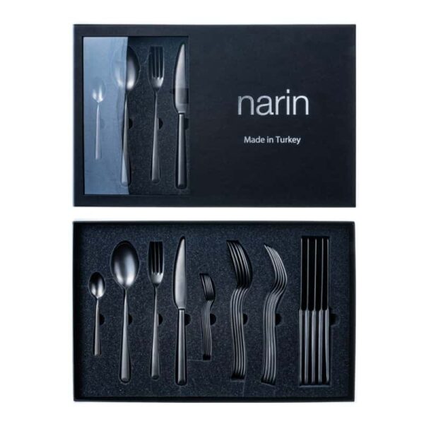 Набор столовых приборов Narin Antares Matt Black 6 перс 24 пр