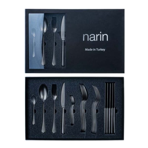 Набор столовых приборов Narin Epsilon Matt Black 6 перс 24 пр