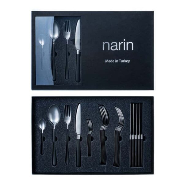 Набор столовых приборов Narin Pladies Black Satin Head 6 перс 24 пр