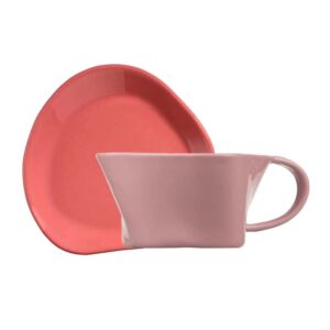 Чашка чайная Kutahya Skallop светло розовый 200 мл и блюдце