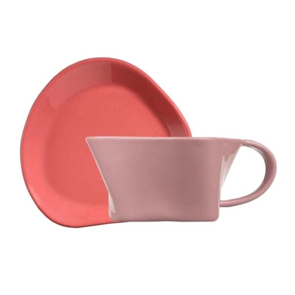 Чашка чайная Kutahya Skallop светло розовый 200 мл и блюдце