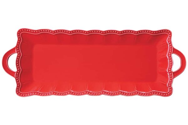 Блюдо прямоугольное с ручками Easy Life Elite красное 43х16 см posuda moskva